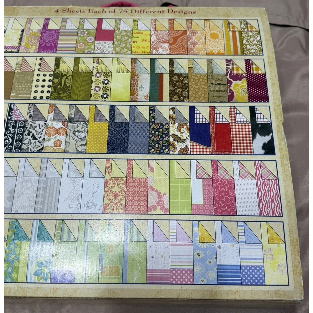 Designer Card Stock Tote 300 Double Sided Sheets Removable Accordion File New‎